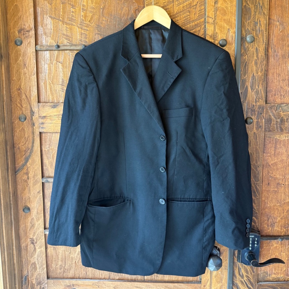 Mantoni Blazer‎ 100% Virgin Wool 44 Black Coat Italy Exclusive Cassara Clothiers